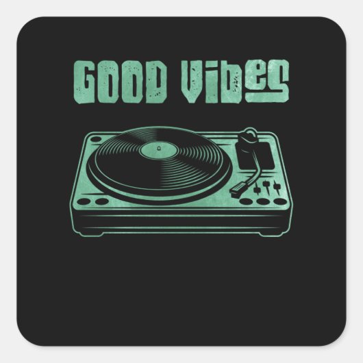 Vinyl Turntable DJ Record Quadratischer Aufkleber (Vorderseite)