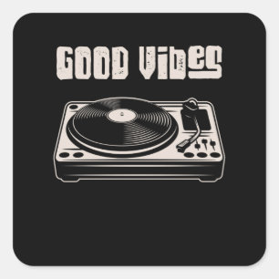 Vinyl Turntable Music DJ Record Quadratischer Aufkleber