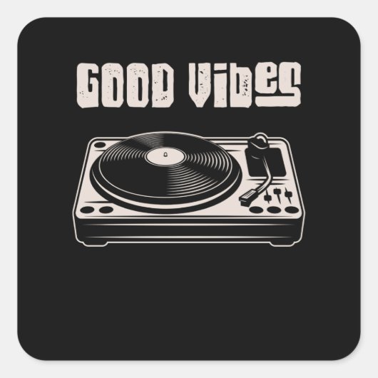 Vinyl Turntable Music DJ Record Quadratischer Aufkleber (Vorderseite)