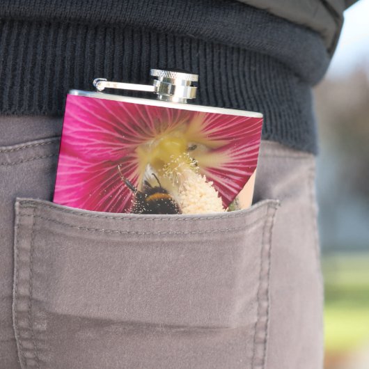 Vinyl umhüllte Flasche Hollyhock Hummel Flachmann (Beispiel)