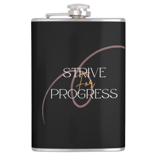 Vinyl ummantelte Flasche streben nach Fortschritt Flachmann (Vorderseite)