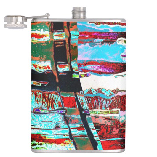 Vinyl umwickelte Flasche – Collapse Reflection Abs Flachmann (Geöffnet)