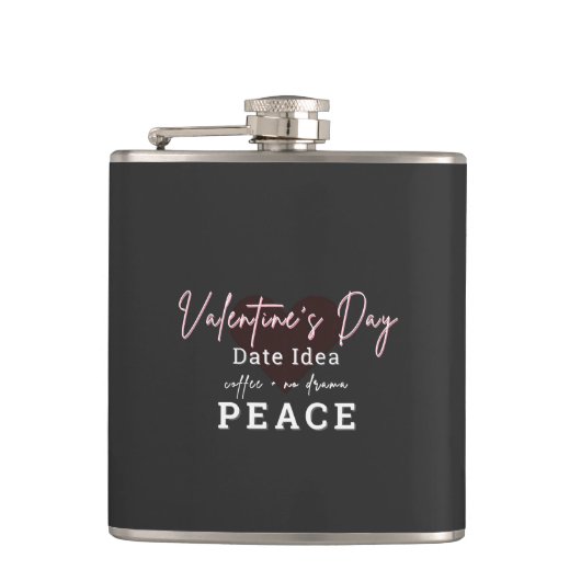 Vinyl umwickelte Flasche Valentinstag Frieden Flachmann (Vorderseite)