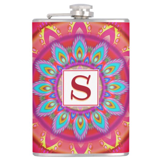 Vinyl verpackt Custom angesagt Flask Psychedelia Flachmann (Vorderseite)