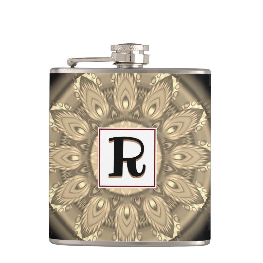 Vinyl verpackt Custom angesagt Flask sepia psyched Flachmann (Vorderseite)