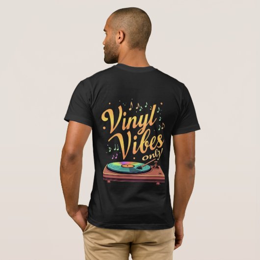 Vinyl Vibes Only Retro Turntable T-Shirt (Schwarz voll)