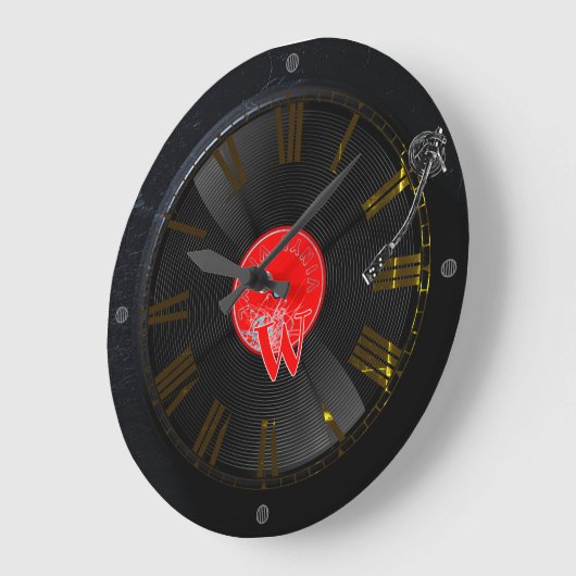 Vinyl Vibes Retro Turntable Clock Große Wanduhr (Winkel)
