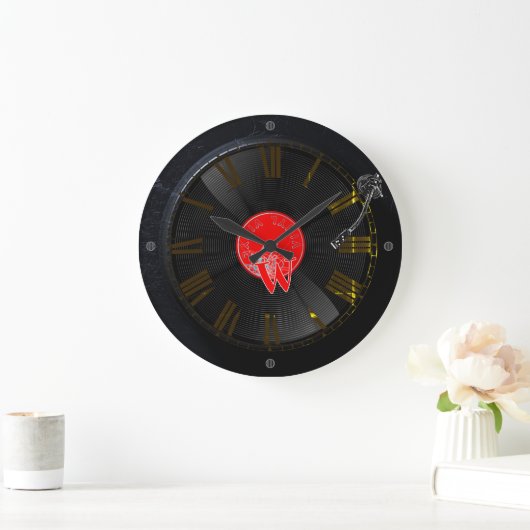 Vinyl Vibes Retro Turntable Clock Große Wanduhr (Zuhause)