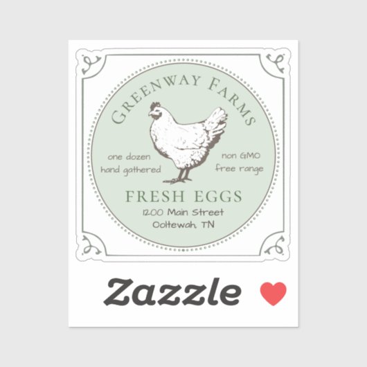 Vinyl Window Sticker FRESH EGGS with HEN (Blatt)