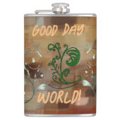 Vinyl Wrapped Flask "Good Day World" Flachmann (Vorderseite)