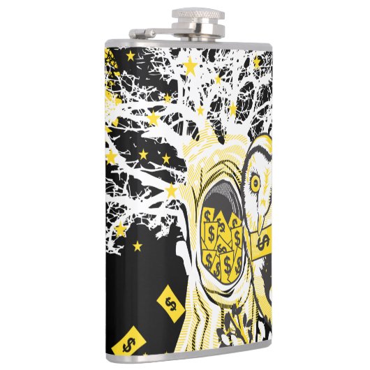 Vinyl Wrapped Flask – Urban Tree Owl & Wealth  Flachmann (Rechts)
