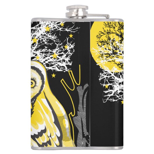 Vinyl Wrapped Flask – Urban Tree Owl & Wealth Flachmann (Rückseite)