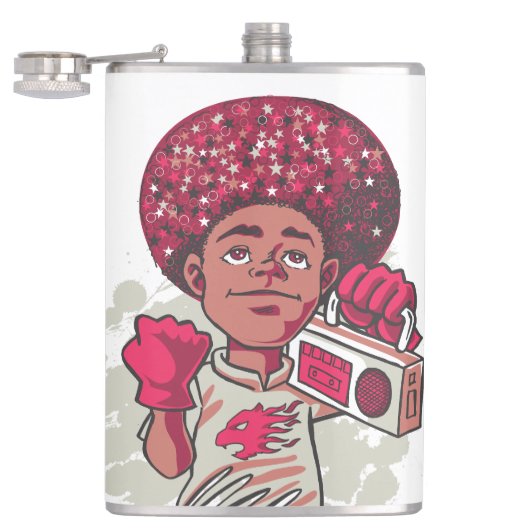 Vinyl Wrapped Flask – YOUTH Power Afro & Boombox  Flachmann (Geöffnet)