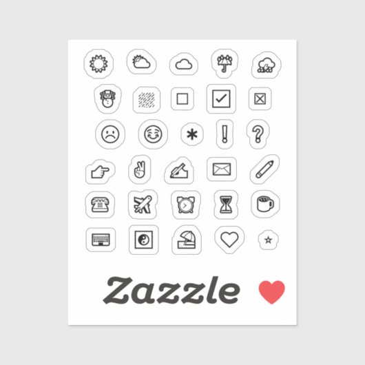 Vinylaufkleber Journal/Planer Symbole Sample Sheet Aufkleber (Blatt)