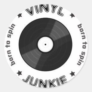 Vinyljunkie Runder Aufkleber