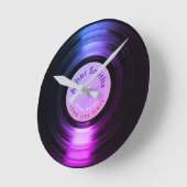 Vinylrecord, Purple Round Clock Runde Wanduhr (Winkel)