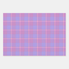 Viola and Dull Lavender Plaid Pink Purple Geschenkpapier Set