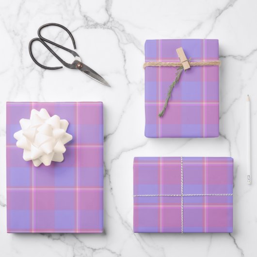 Viola and Dull Lavender Plaid Pink Purple Geschenkpapier Set (Vorderseite)