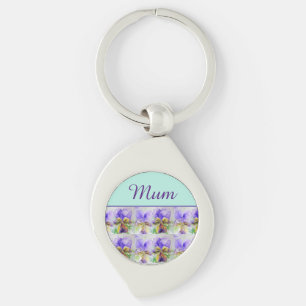 Viola Blume Aqua Strip floral Mama Mütter Tag K Schlüsselanhänger