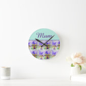 Viola Blume Aqua Strip Runde Wanduhr (Zuhause)