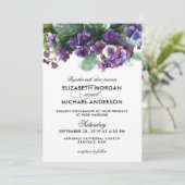 Viola-Blumen-Hochzeitseinladung Einladung (Stehend Vorderseite)