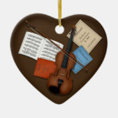 Viola & Bow on Pile of Music Books Personalisiert Keramik Ornament (Vorne)