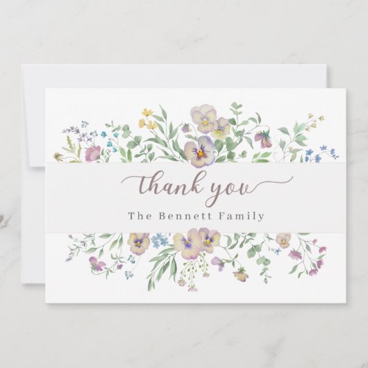 Viola & Eucalypt Floral Thank you Card Einladung (Vorderseite)