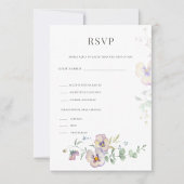 Viola & Eucalyptus Floral Wedding RSVP Card