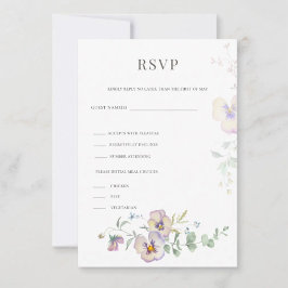 Viola & Eucalyptus Floral Wedding RSVP  Card Karte