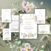 Viola & Eucalyptus Floral Wedding RSVP  Card Karte