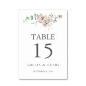 Viola & Eucalyptus Floral Wedding Table Number Tischnummer