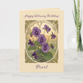 Viola Flowers February Birthday Art Nouveau Style Karte