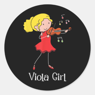 Viola Girl - Violist Symphony Band Jazz Music Lieb Runder Aufkleber