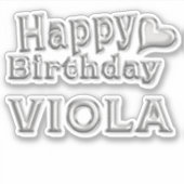 Viola Happy Birthday silver Aufkleber Sticker (Vorderseite)