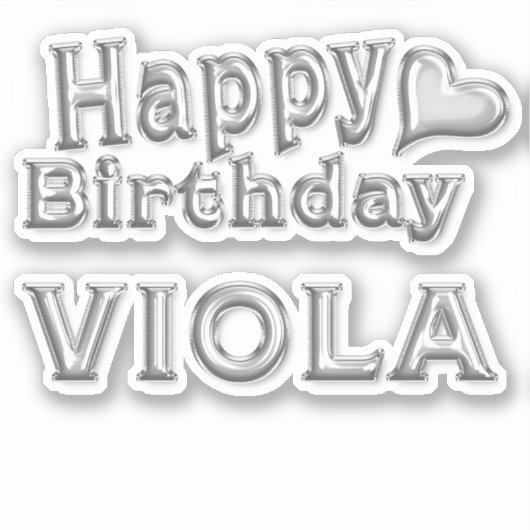 Viola Happy Birthday silver Aufkleber Sticker (Vorderseite)