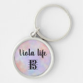 Viola Life Alto Clef Lila Pink Wasserfarbe Schlüsselanhänger (Vorne)