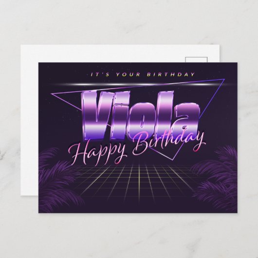 Viola Name Vorname lila Postkarte Geburtstag (Vorne/Hinten)