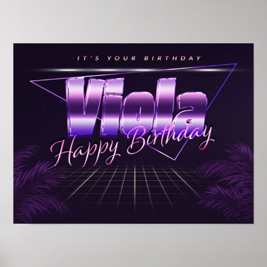Viola Name Vorname lila retro Poster Geburtstag (Vorne)