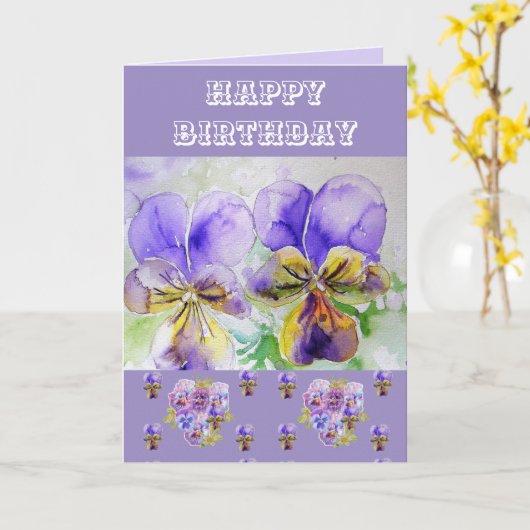Viola Pansy Lila Karte mit Blumenmuster (Gelbe Blume)