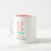 Viola Pink Alto Clef Zweifarbige Tasse (Vorderseite Links)