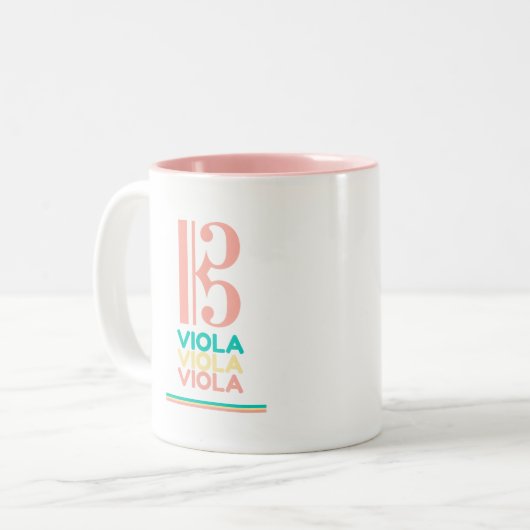 Viola Pink Alto Clef Zweifarbige Tasse (Vorderseite Links)