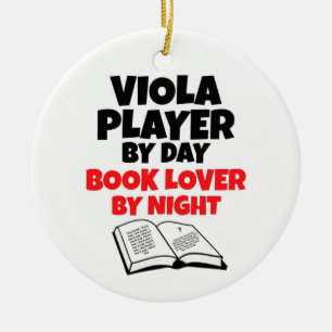Viola Player by Day Book Lover by Night Keramik Ornament