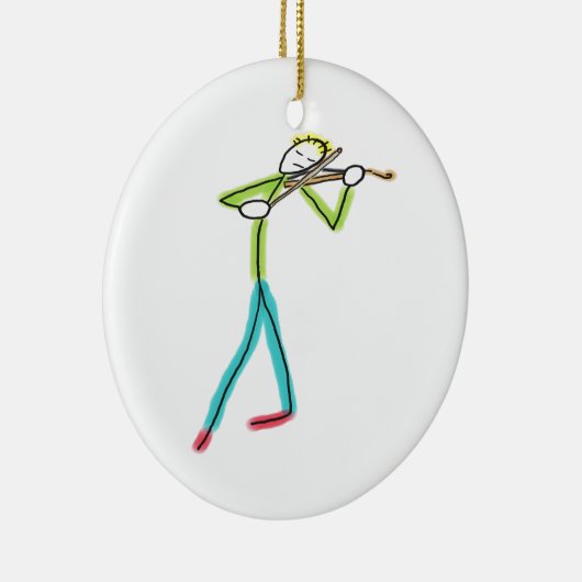 Viola Playing Stickman Keramik Ornament (Rechts)