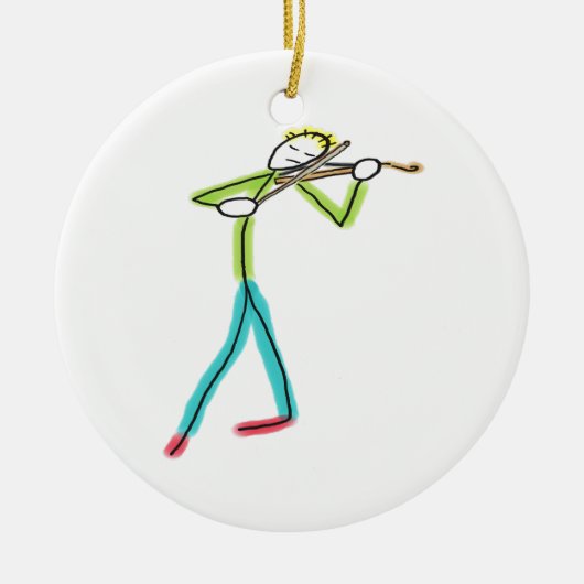 Viola Playing Stickman Keramik Ornament (Vorne)