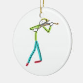 Viola Playing Stickman Keramik Ornament (Links)