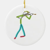 Viola Playing Stickman Keramik Ornament (Hinten)