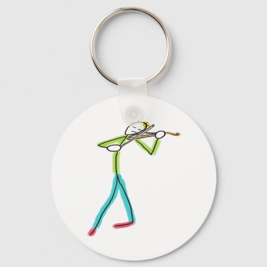 Viola Playing Stickman Schlüsselanhänger (Vorderseite)