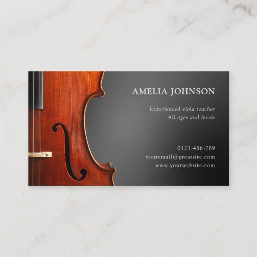 Viola Teacher Beruflich Musician Gray Visitenkarte (Vorderseite)