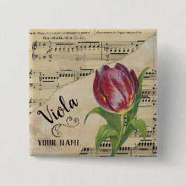 Viola Tulip Vintage Noten - individuell angepasst Button
