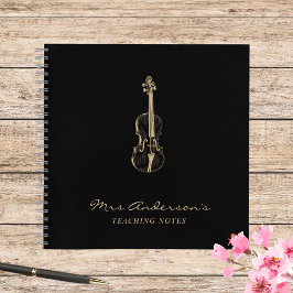 Viola Violine Teacher Black Music Notizblock